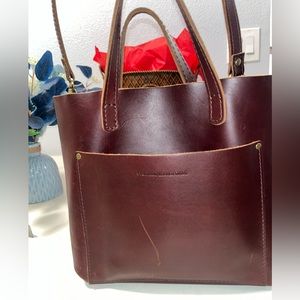 Portland leather medium crossbody tote.